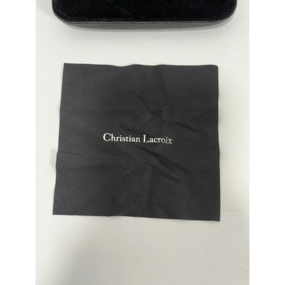 Christian Lacroix Designer Eye Glasses Case Embossed Black With Cloth